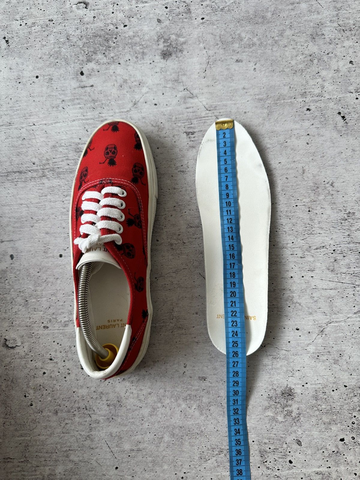 Saint Laurent Paris Saint Laurent Red Pineapple Scull Print Sneakers Size US 8.5 / IT 38.5 - 15 Thumbnail