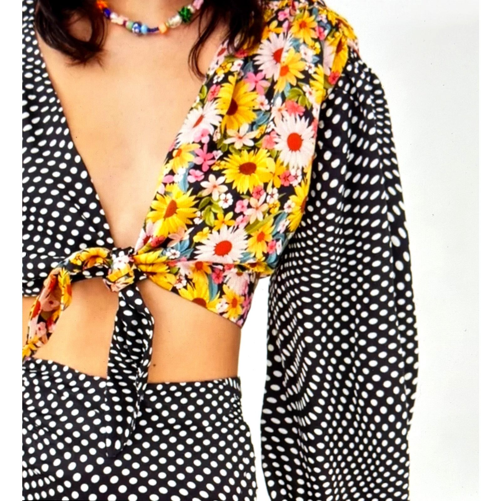 For Love & Lemons For Love & Lemons Daisy Polka Dot Tie Anya Crop Top S Size S / US 4 / IT 40 - 3 Thumbnail