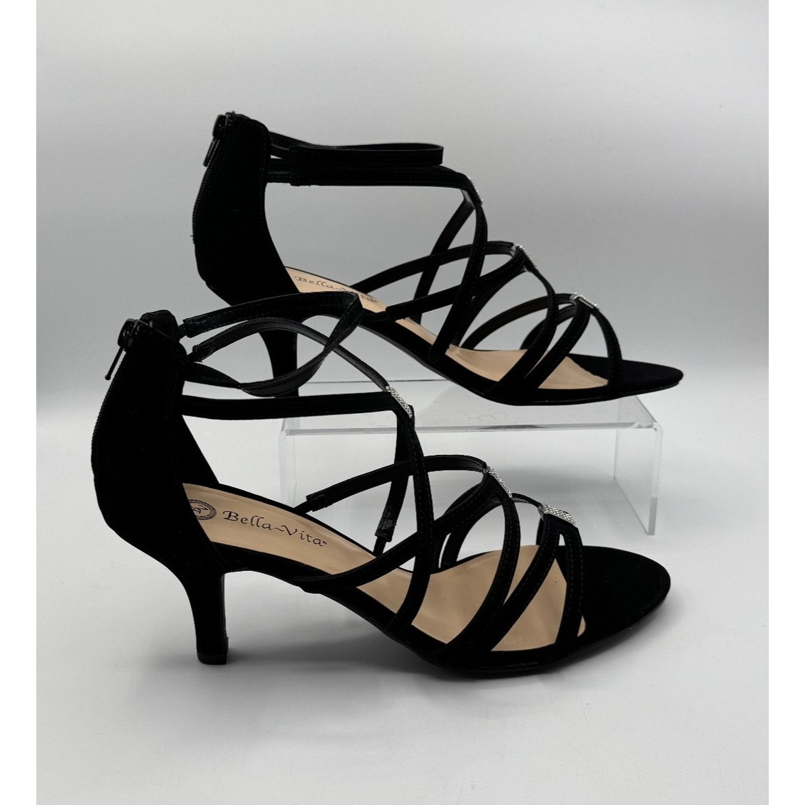 Other Bella Vita 11 Wide Width Black Strappy Heels Rhinestone Shoe Size US 11 / IT 41 - 1 Thumbnail