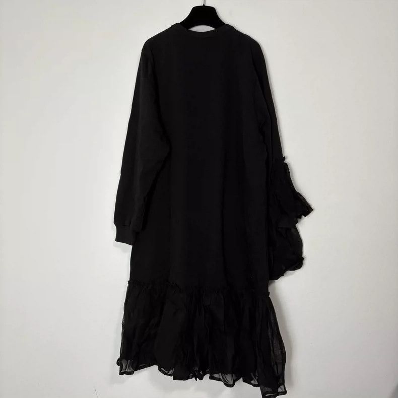Dries Van Noten DRIES VAN NOTEN Black lily sleeve asymmetrical dress Size M / US 6-8 / IT 42-44 - 4 Thumbnail