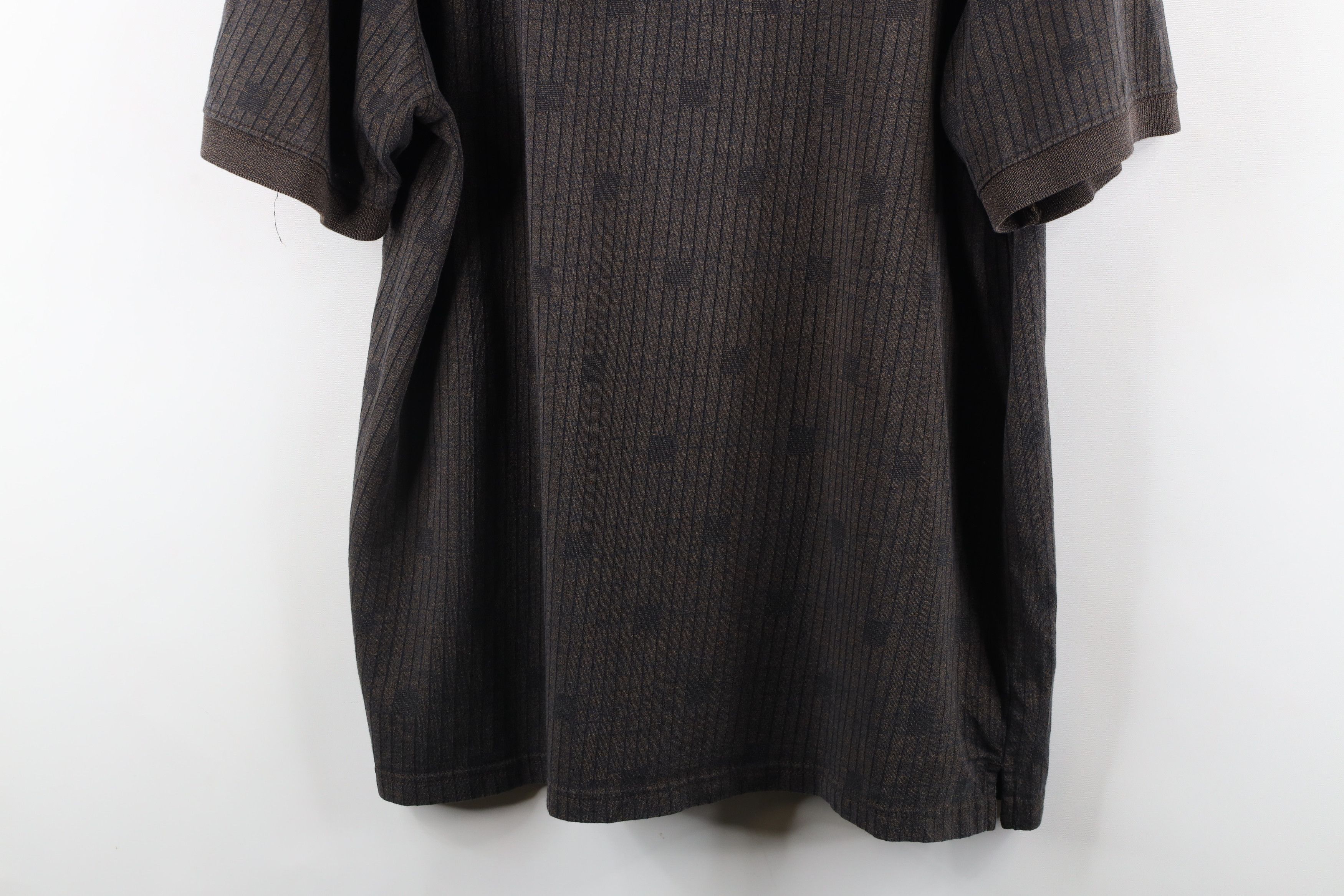Vintage Vintage 90s Streetwear Geometric Knit Polo Shirt Brown Size US L / EU 52-54 / 3 - 3 Thumbnail