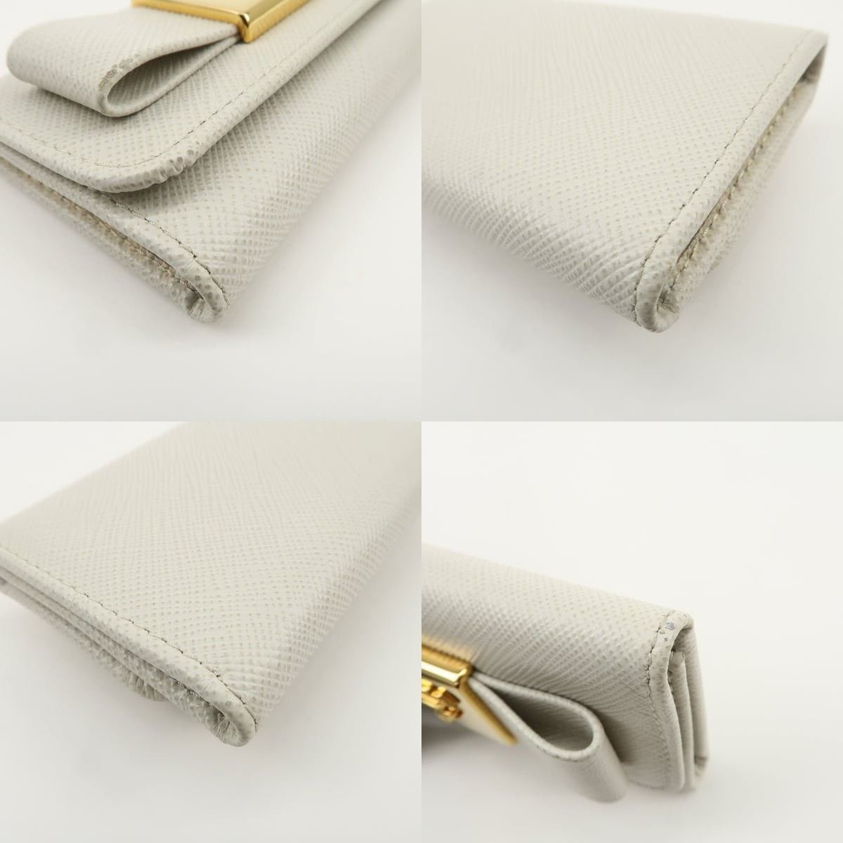 Prada Prada Ribbon Saffiano Key Holder White Size ONE SIZE - 4 Thumbnail