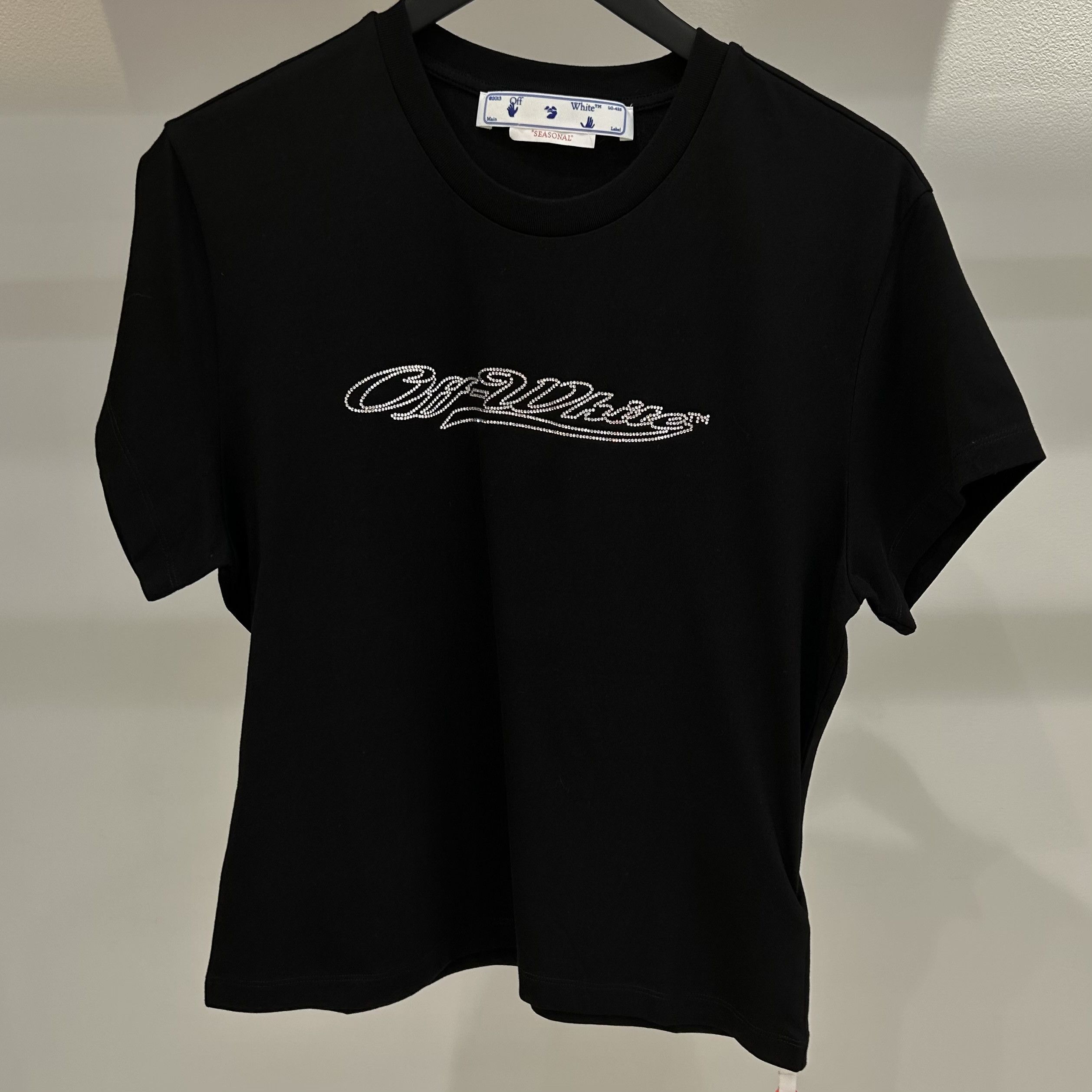 Off-White OFF-WHITE Rhinestone Logo Tee Size XL / US 12-14 / IT 48-50 - 1 Thumbnail