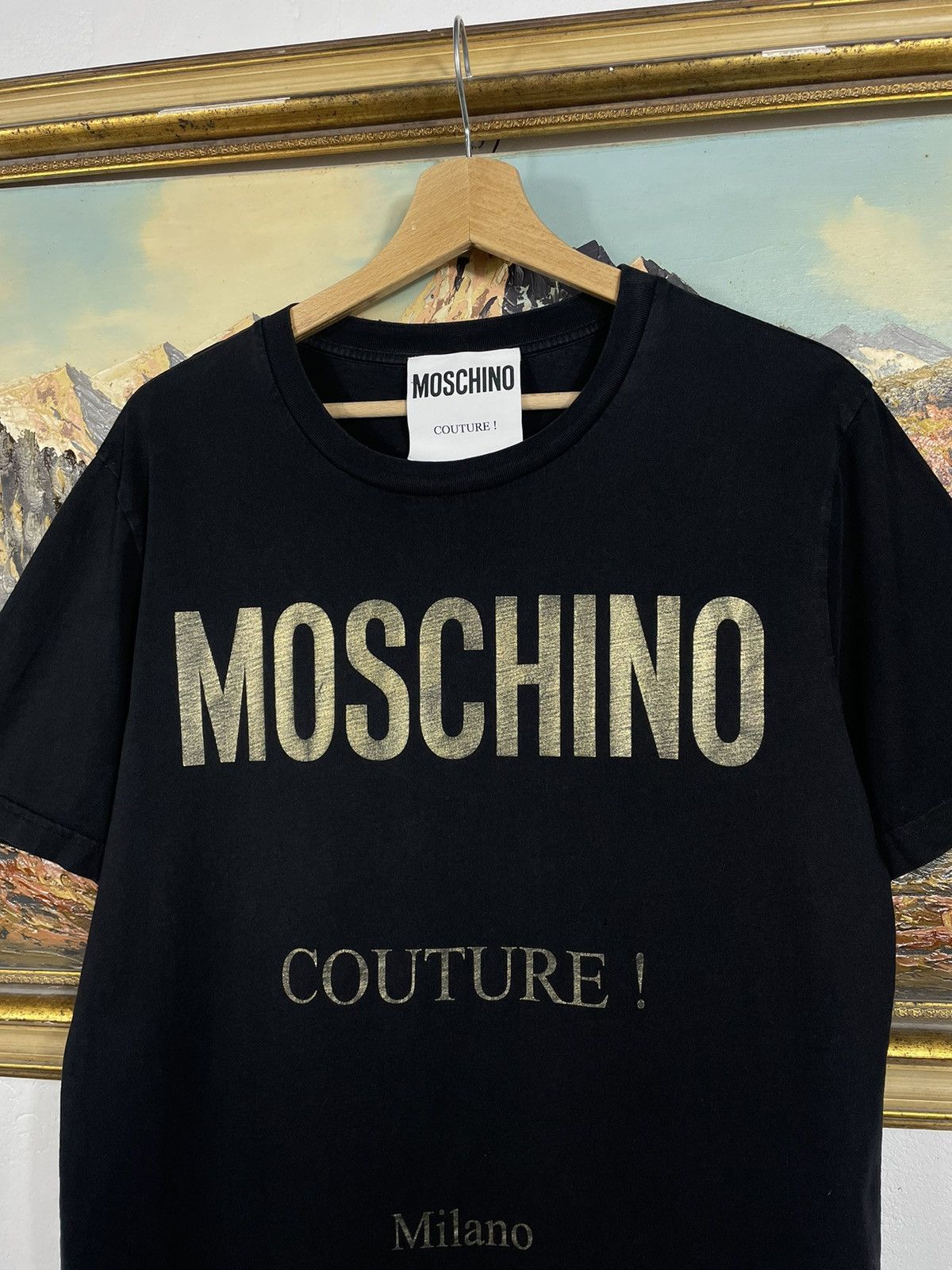 Designer × Moschino Moschino Couture Big Logo Black T-shirt Tee Luxury Designer Size US M / EU 48-50 / 2 - 4 Thumbnail