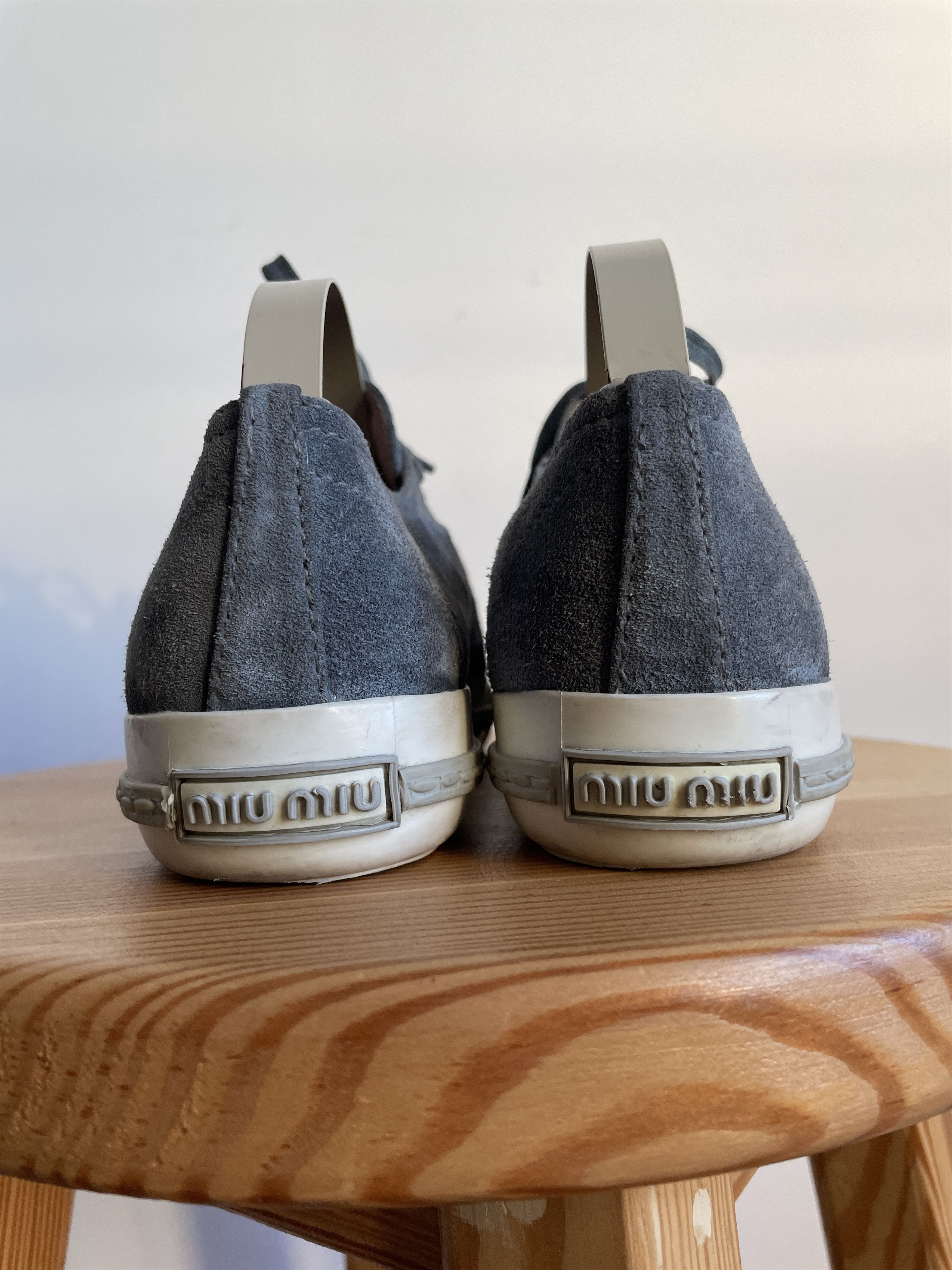 Miu Miu Miu Miu Grey Suede Studded Cap Toe Womens Sneakers Size US 7.5 / IT 37.5 - 5 Thumbnail