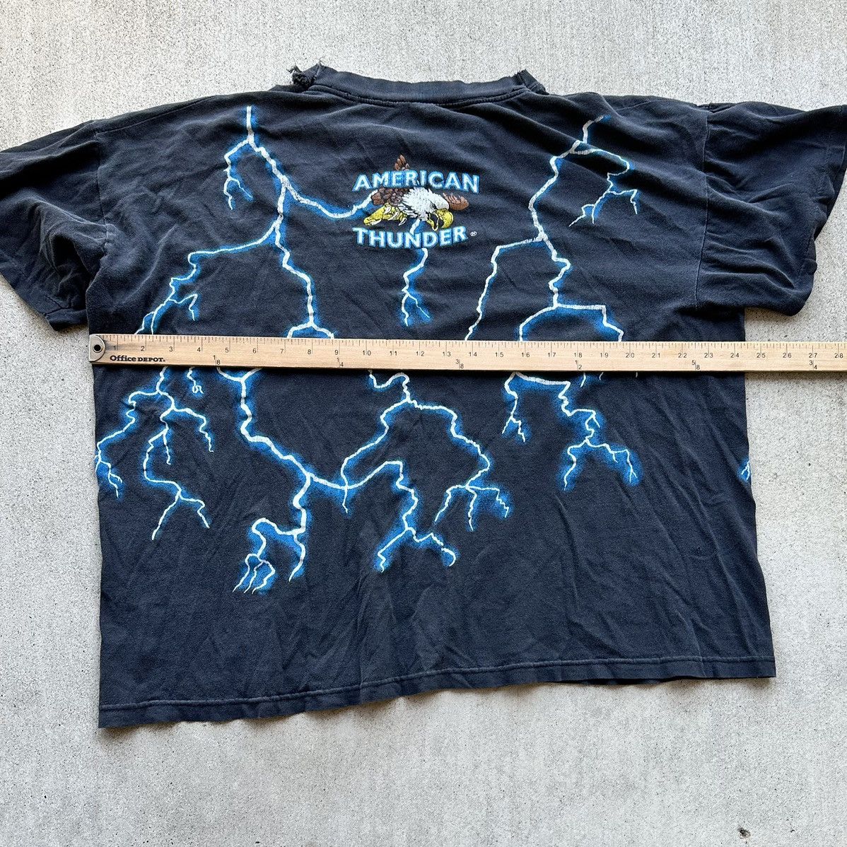 Vintage Vintage American Thunder T Shirt 90s Lighting Wolf Biker AOP Size US XL / EU 56 / 4 - 7 Thumbnail