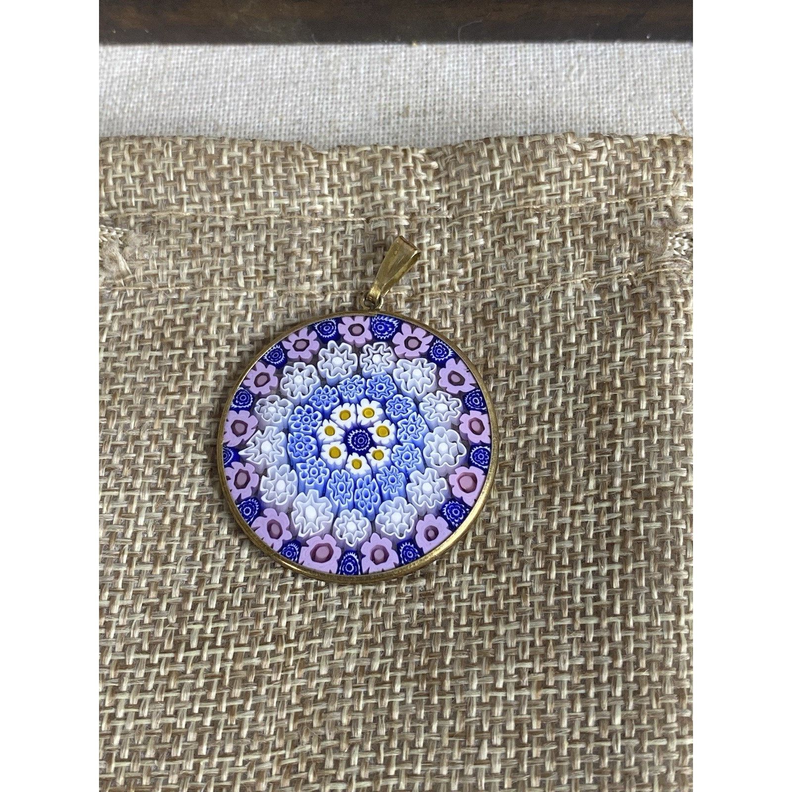 Vintage Vintage Marked 800 Silver Gold Vermeil Millefiori Pendant Size ONE SIZE - 2 Thumbnail