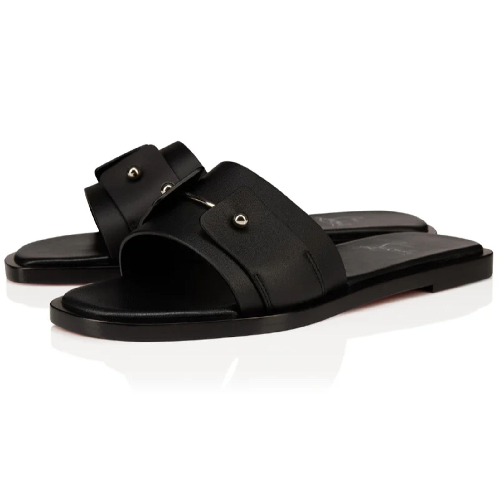 Christian Louboutin Christian Louboutin Chambelimule Flat Black Slide Sandal 38 Size US 7 / IT 37 - 1 Thumbnail