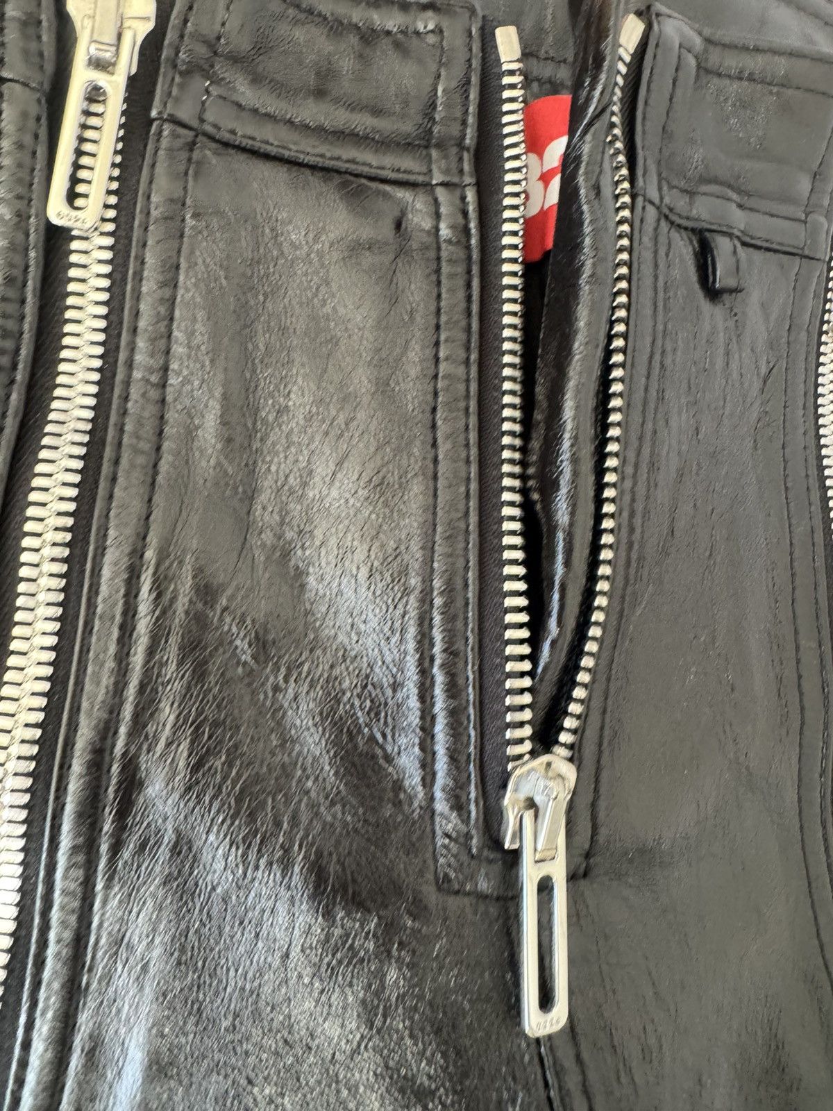 032c Black leather trousers with frontal zipper Size US 31 - 7 Thumbnail