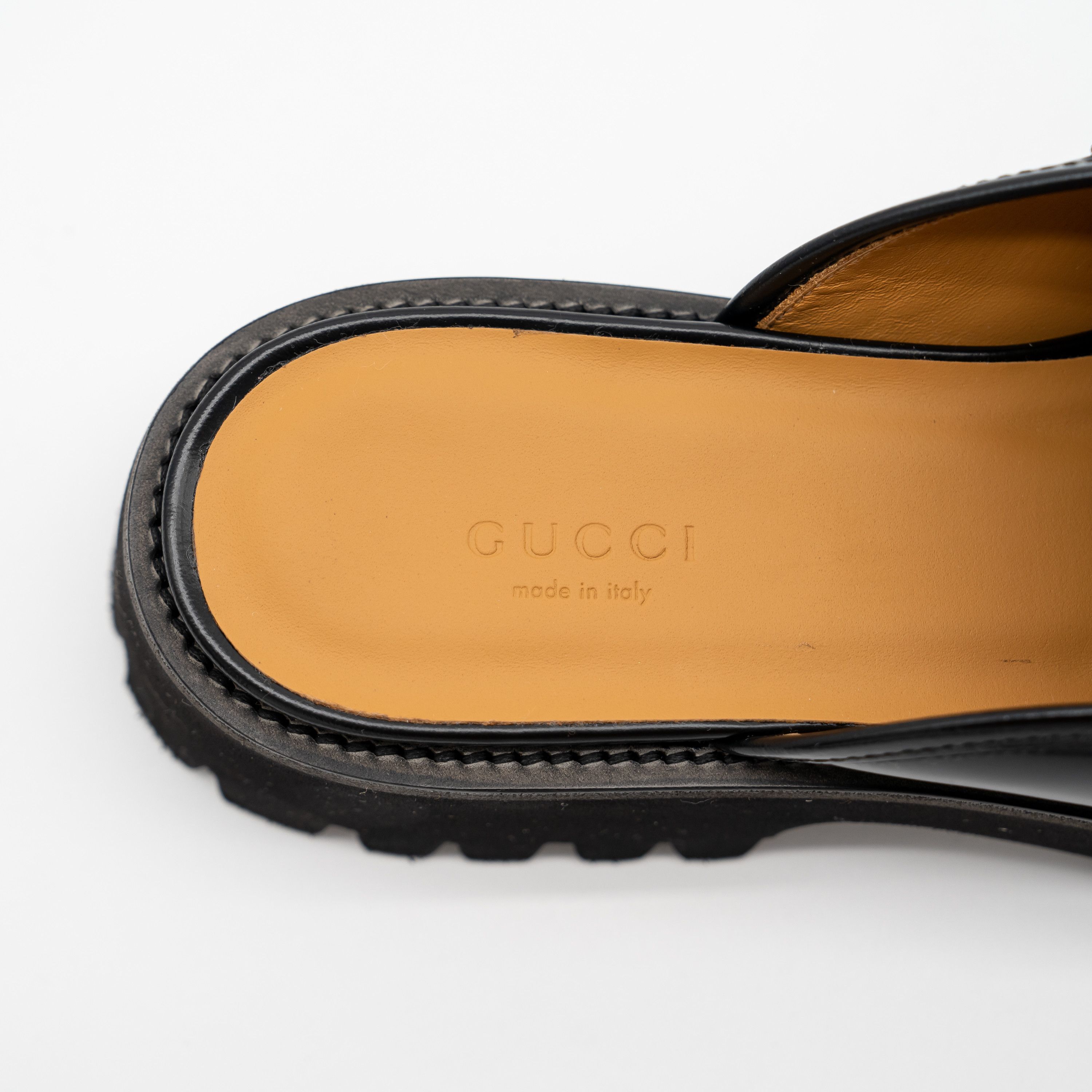 Gucci 40G Gucci Mules Platform Horsebit Black Leather Lug Sole Size US 10 / IT 40 - 9 Thumbnail