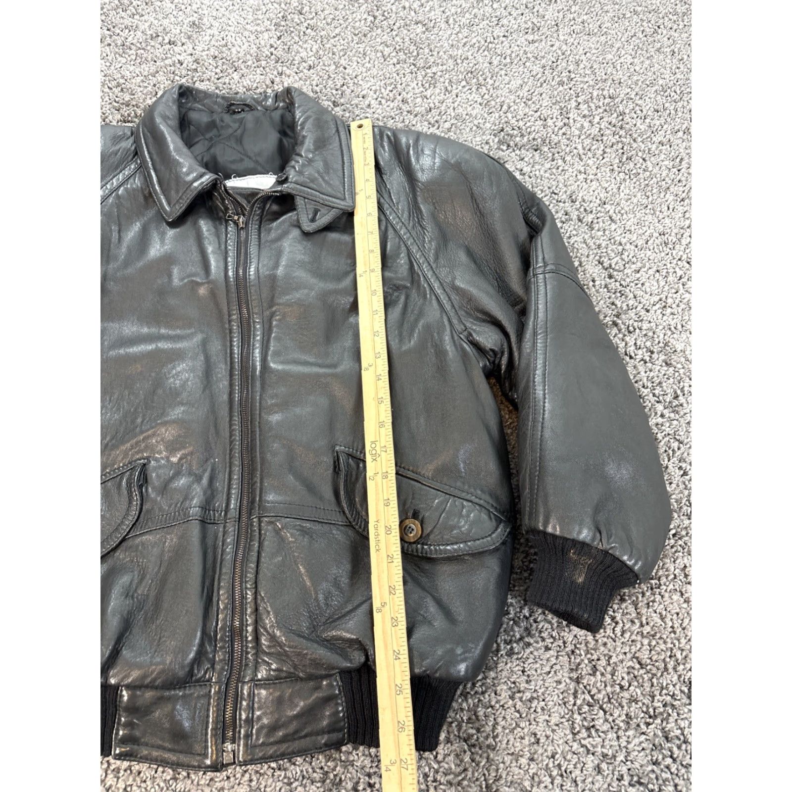 Vintage VINTAGE Bomber Jacket Mens Large Black 90s Wool Lined Faux Leather Motorcycle Italy Size US L / EU 52-54 / 3 - 2 Thumbnail