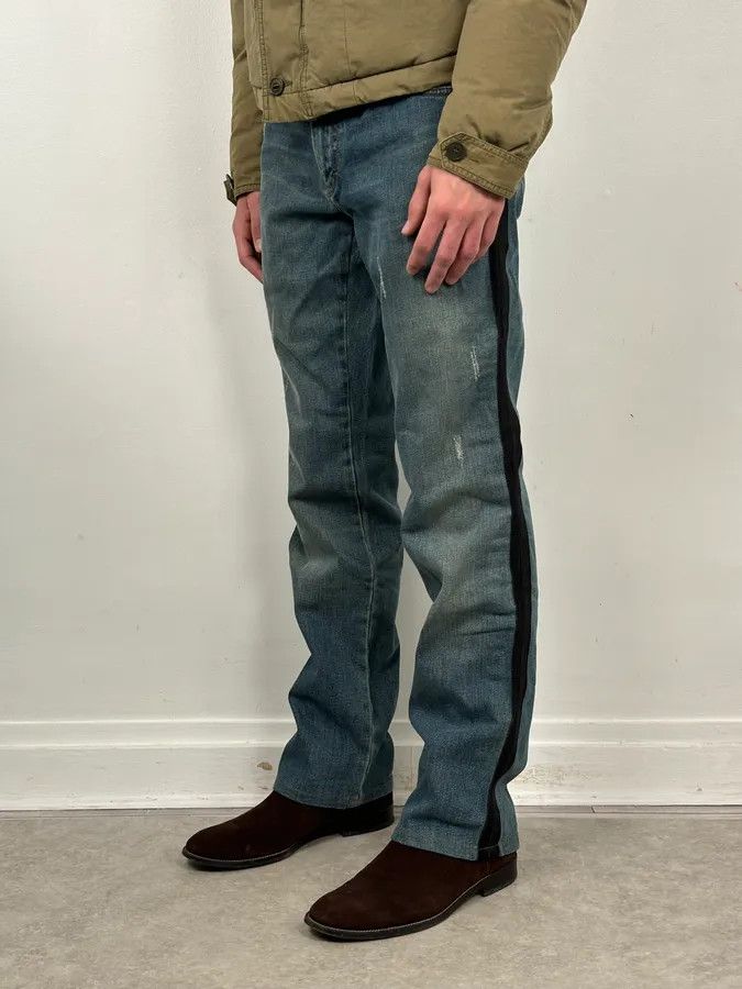 Roberto Cavalli 2000s Roberto Cavalli Blue Straight Contrast Side Stripe Denim Jeans Size US 32 / EU 48 - 3 Thumbnail