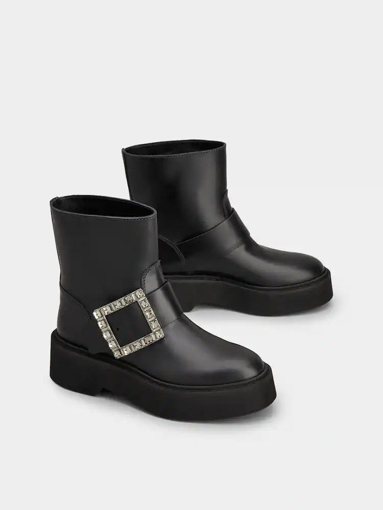 Roger Vivier o1s22i1n0824 Viv' Rangers Biker Boots in Black Size US 9 / IT 39 - 2 Thumbnail