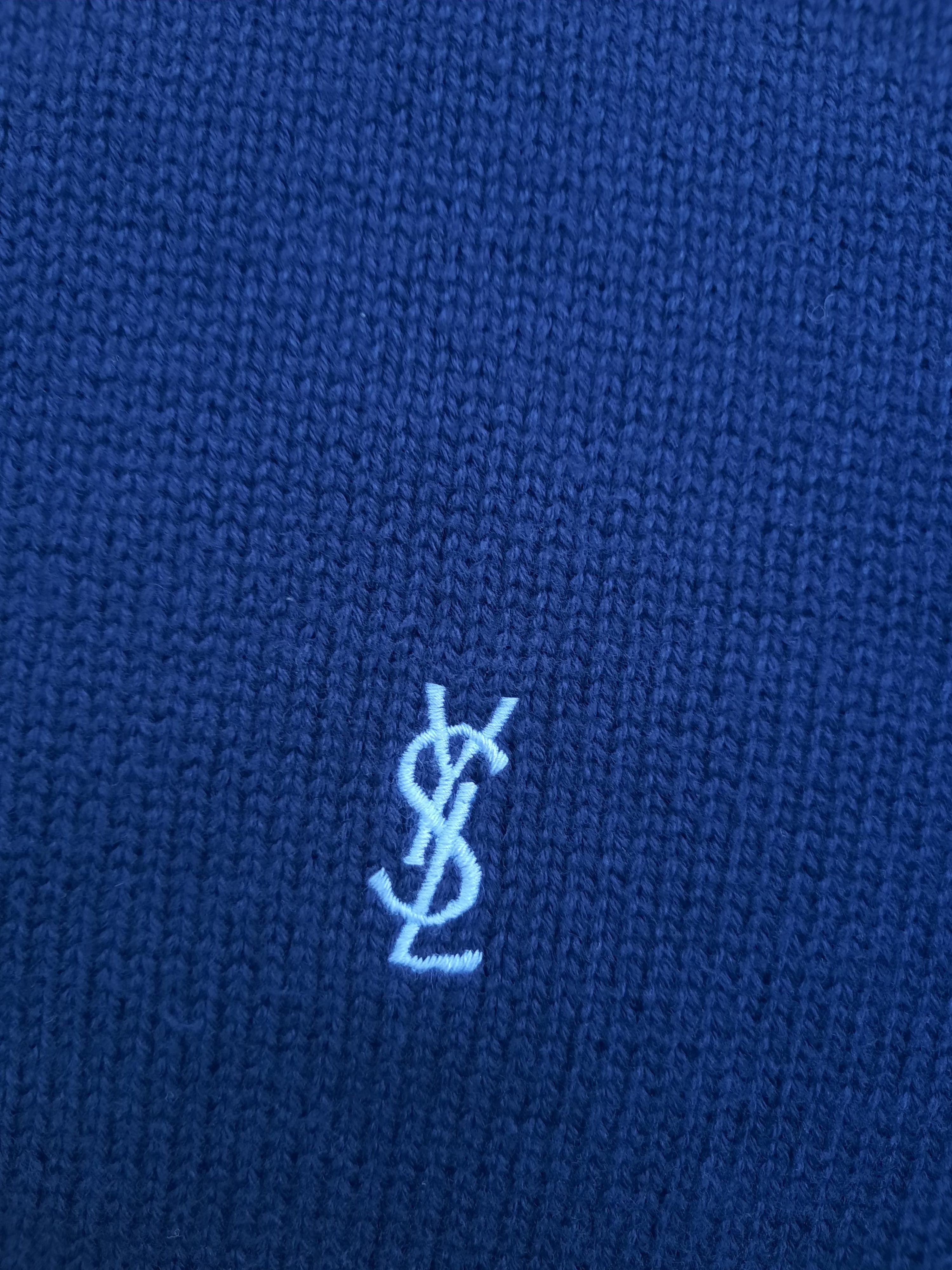 Yves Saint Laurent Yves Saint Laurent Navy Knit Sweater Mens Size XL Pullover Size US XL / EU 56 / 4 - 2 Thumbnail