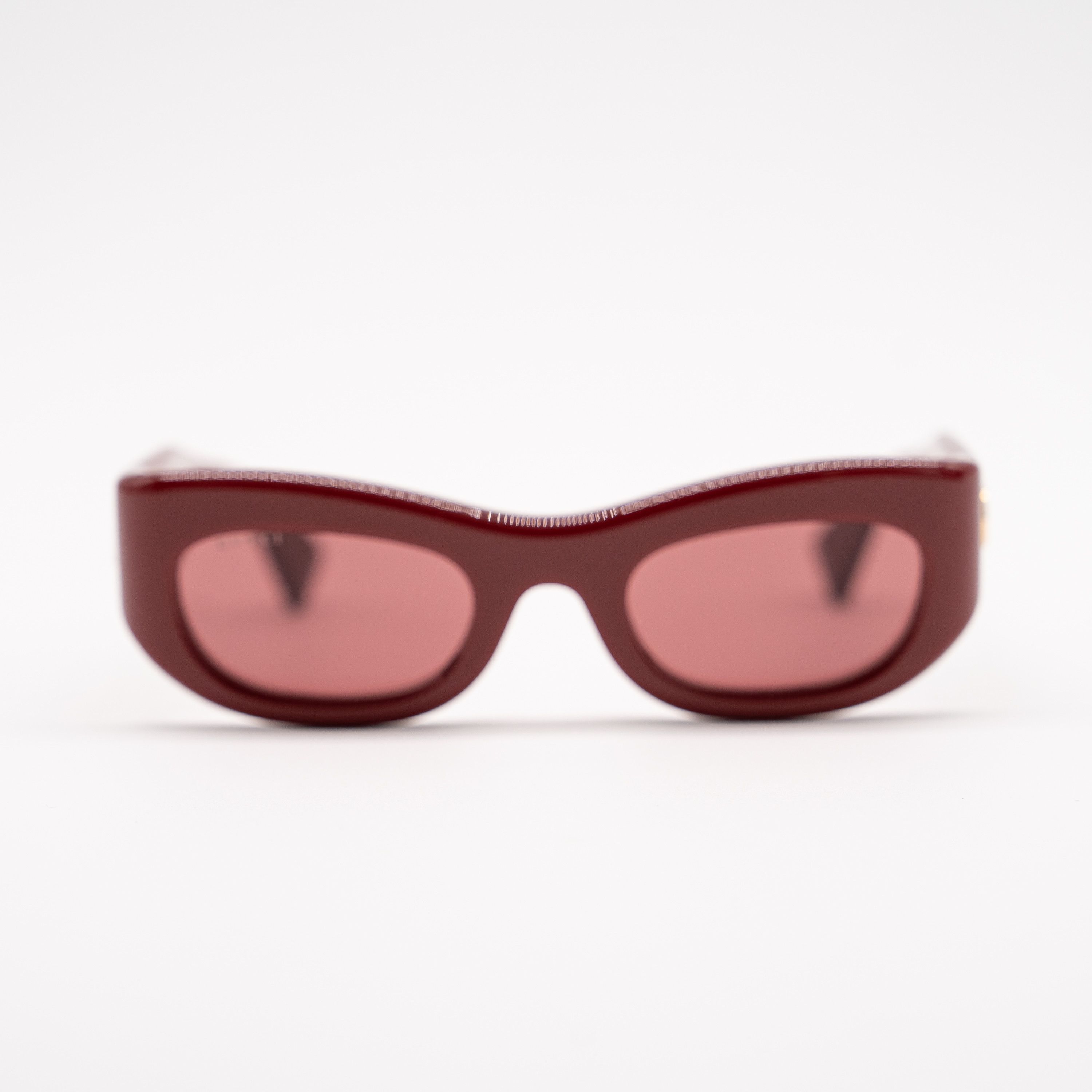 Gucci Gucci GG1809S Rectangular Sunglasses Red Gold Acetate Size ONE SIZE - 3 Thumbnail
