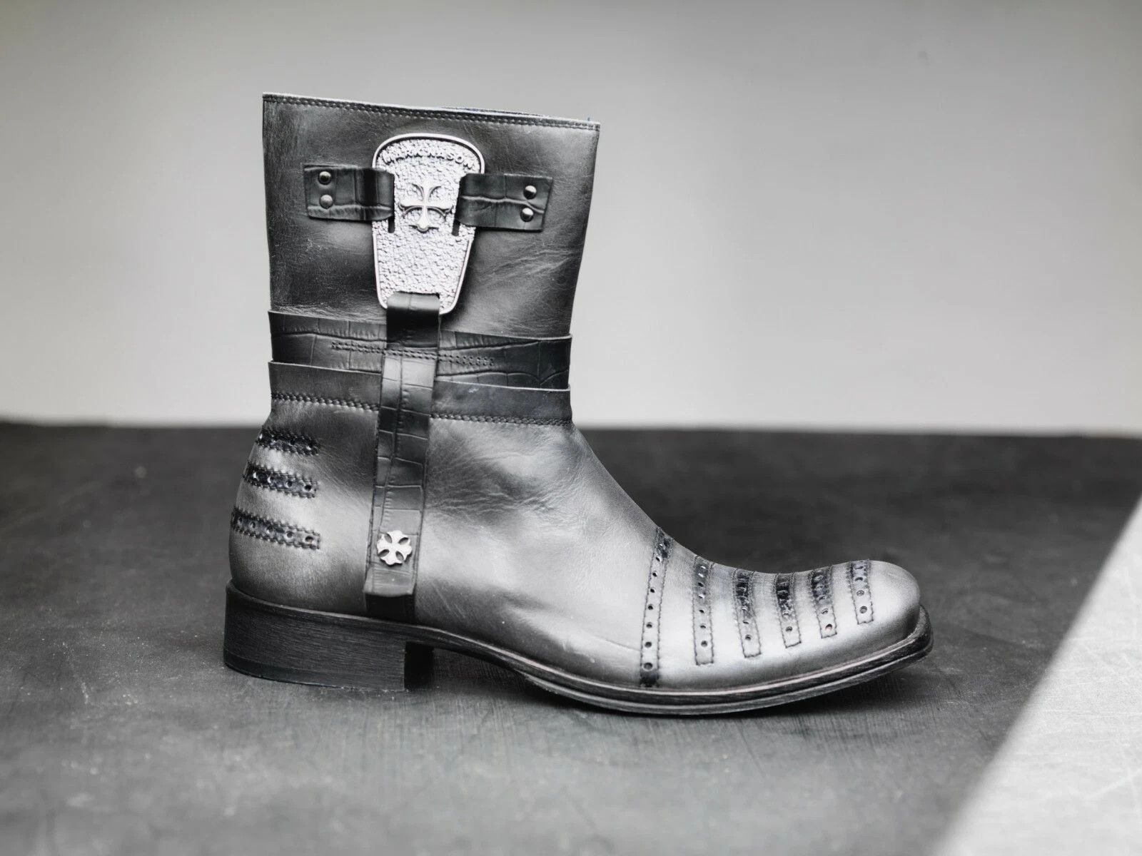 Mark Nason NEW! Mark Nason LELAND Dragon Rock Boots Distressed Gray Size US 8.5 / EU 41-42 - 2 Thumbnail