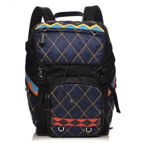 image of Pradatessuto Nylon Impunturato Doublebuckle Backpack Baltico in Black, Men's