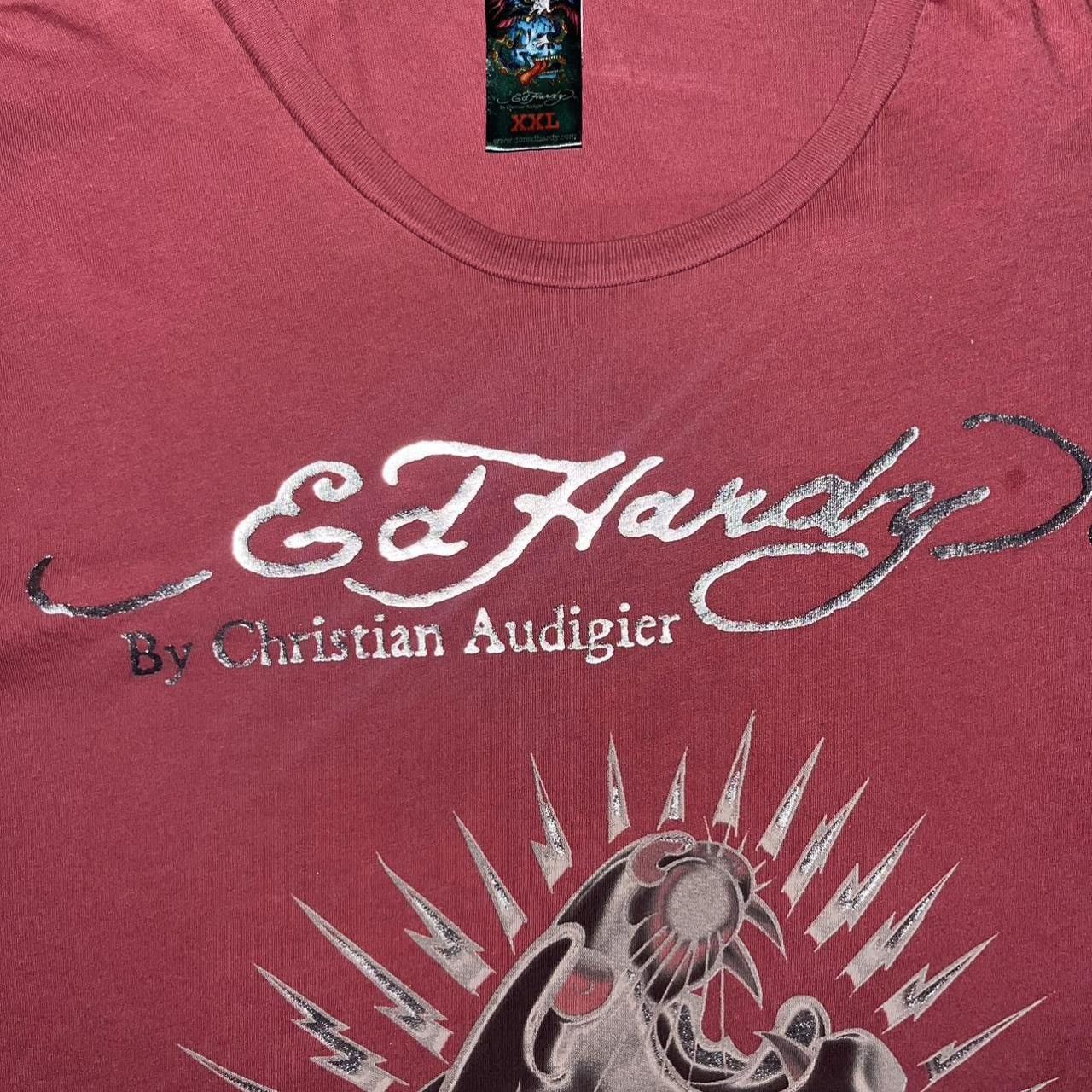 Ed Hardy × Vintage Vintage Ed Hardy Two Tone Rose & Panther Emo Tee Size US XXL / EU 58 / 5 - 6 Thumbnail