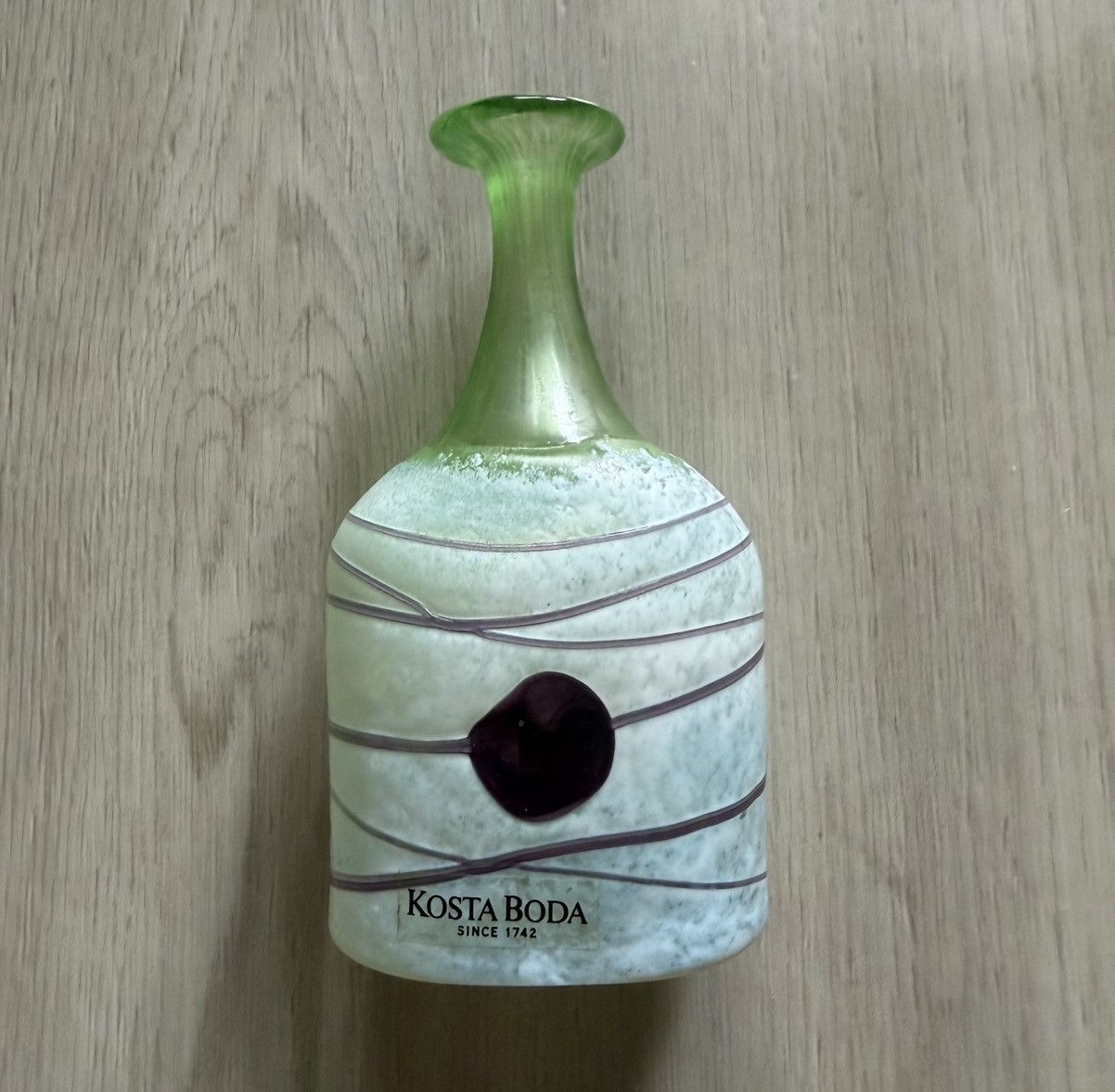 Vintage Mini Green Galaxy Kosta Boda Art Glass Vase Handmade Signed Size ONE SIZE - 1 Thumbnail