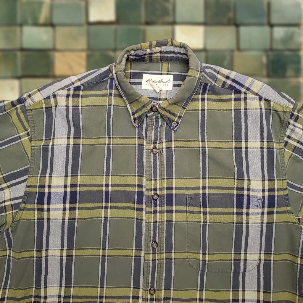 Eddie Bauer VTG Eddie Bauer Flannel Shirt Mens M Green Plaid Button-Down Outdoor Casual Shirt Size US M / EU 48-50 / 2 - 1 Thumbnail