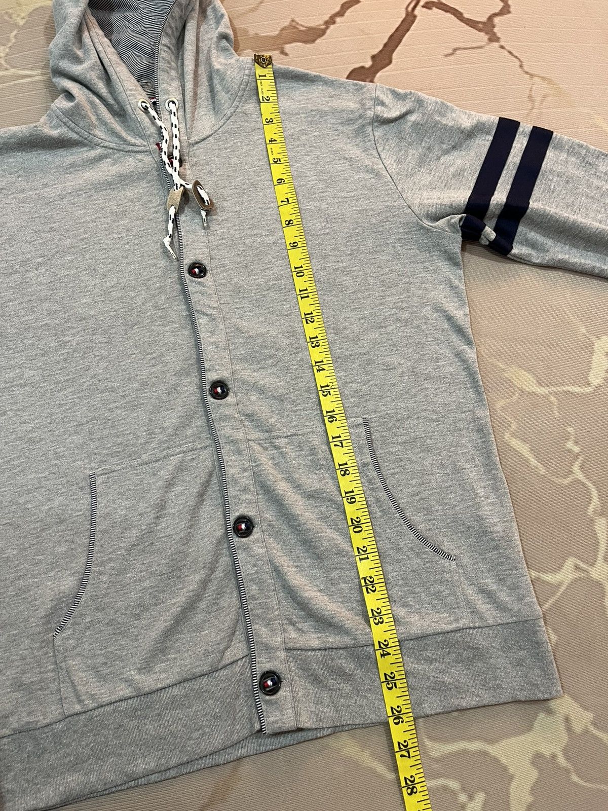 Japanese Brand Nota Bene Stripe Sleeve Button Hoodie Japan Size US M / EU 48-50 / 2 - 13 Thumbnail