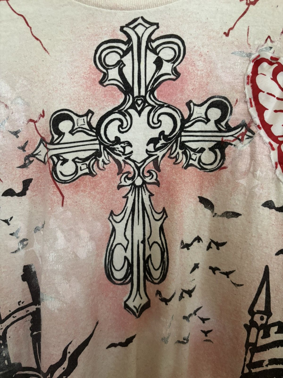 Other Custom Gothic Cross Patchwork Distressed T-Shirt Size US XL / EU 56 / 4 - 8 Thumbnail