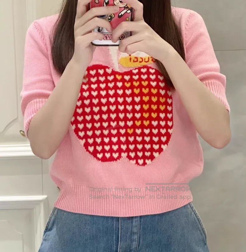 Gucci Gucci Light pink apple inlaid cotton round-neck short-slee Size XS / US 0-2 / IT 36-38 - 7 Thumbnail