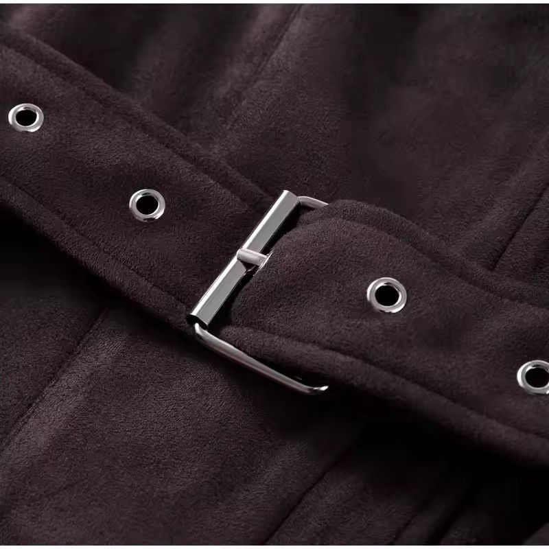 Other Retro Style Suede Zipper Brown Y2k Casual Jacket Size M / US 6-8 / IT 42-44 - 5 Thumbnail