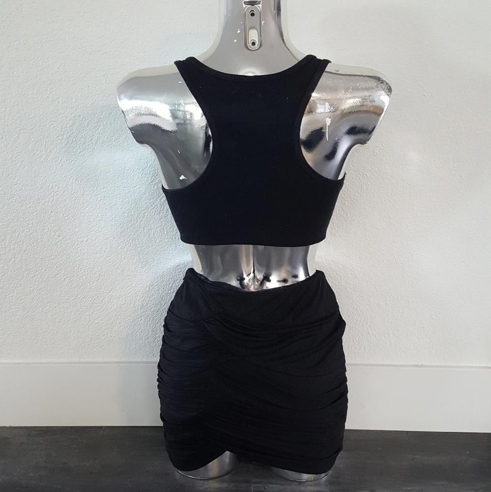 Forever 21 Black Ruched F21 High Waisted Mini Size 26" / US 2 / IT 38 - 2 Thumbnail