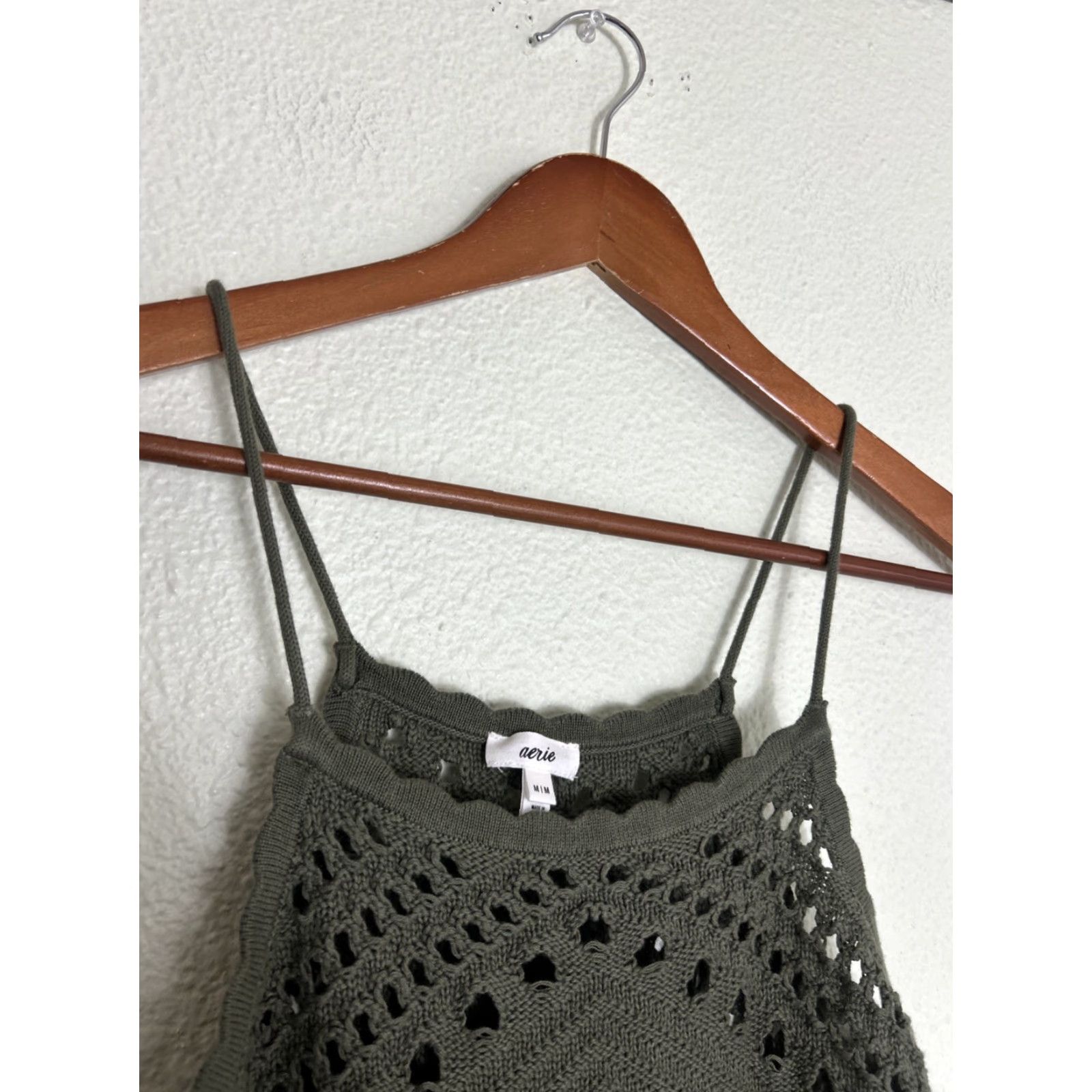 Vintage Aerie Dress Knit Olive Green Cotton Spaghetti Strap Long Womens M Size M / US 6-8 / IT 42-44 - 3 Thumbnail