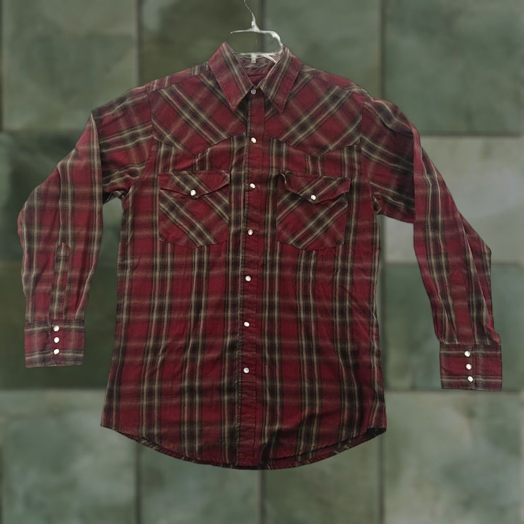 Vintage Bit & Bridle Western Shirt Mens M Plaid Pearl Snap Long Sleeve Button-Up Cowboys Shirt Size US M / EU 48-50 / 2 - 1 Thumbnail