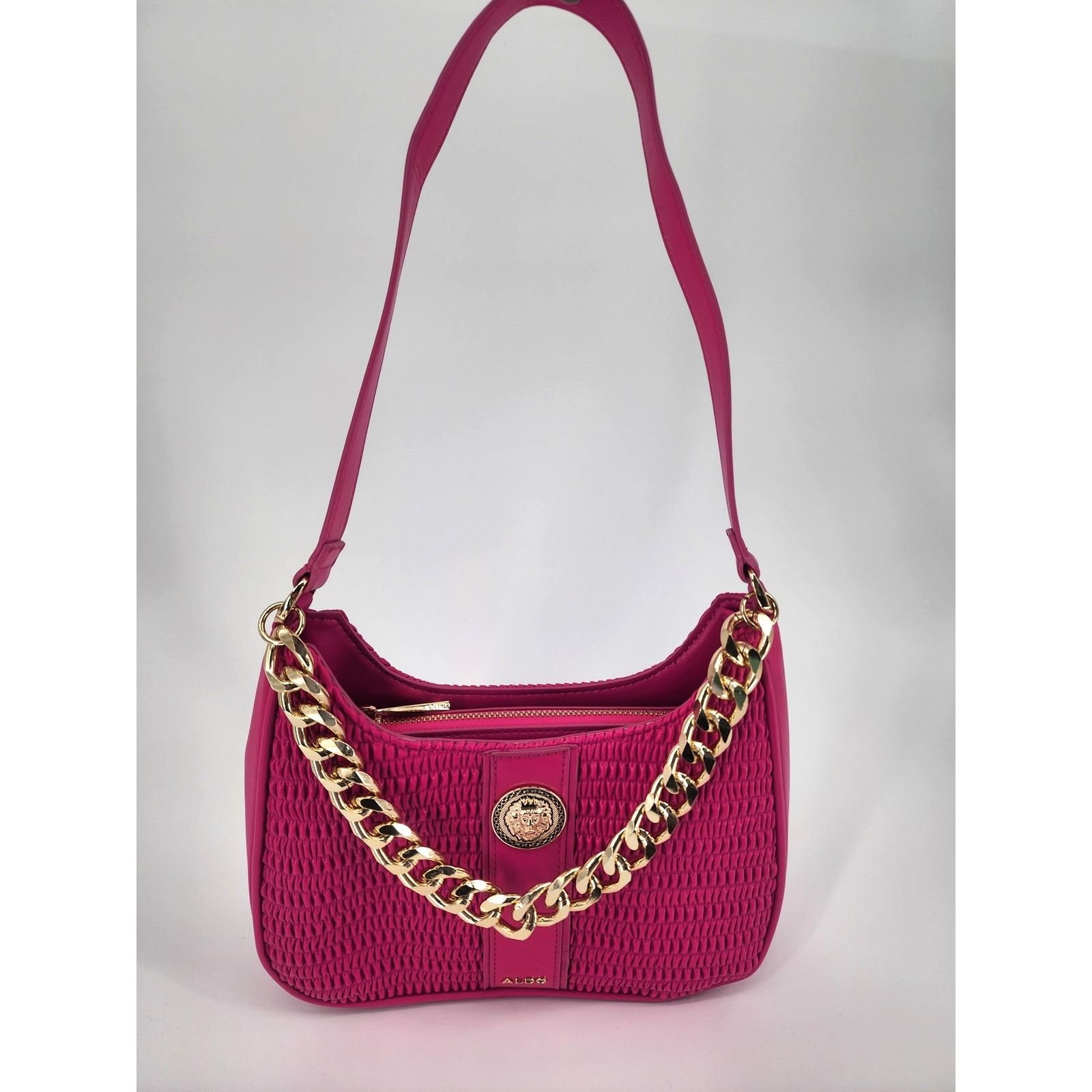 Aldo Aldo Barbie Pink Faux Leather Ruched Shoulder Bag Size ONE SIZE - 13 Thumbnail