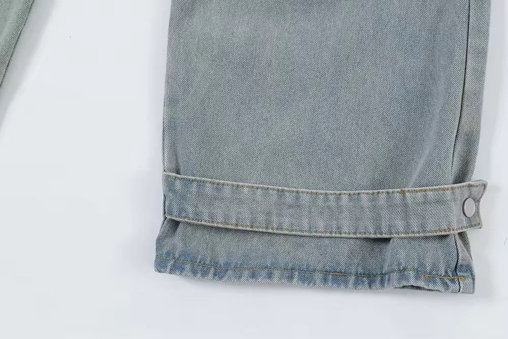 Jean Light Blue Denim Cargos Pleated Big Pocket Jeans Size US 33 - 9 Thumbnail