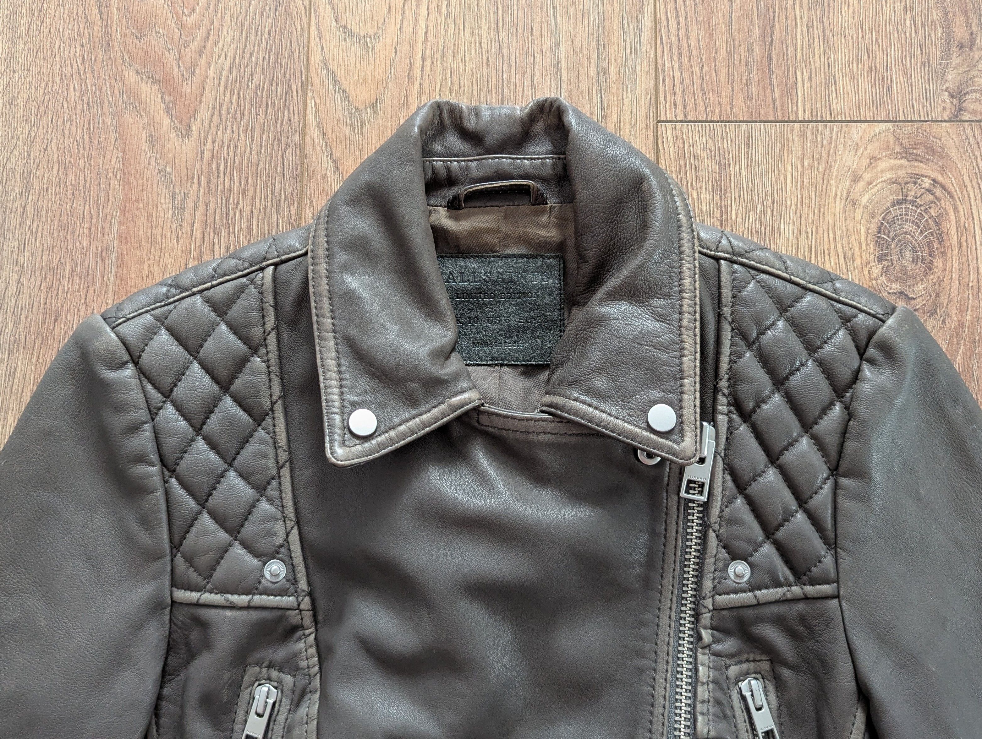 Allsaints ALLSAINTS Cropped Cargo Biker Leather Jacket With Scuffs Size M / US 6-8 / IT 42-44 - 7 Thumbnail