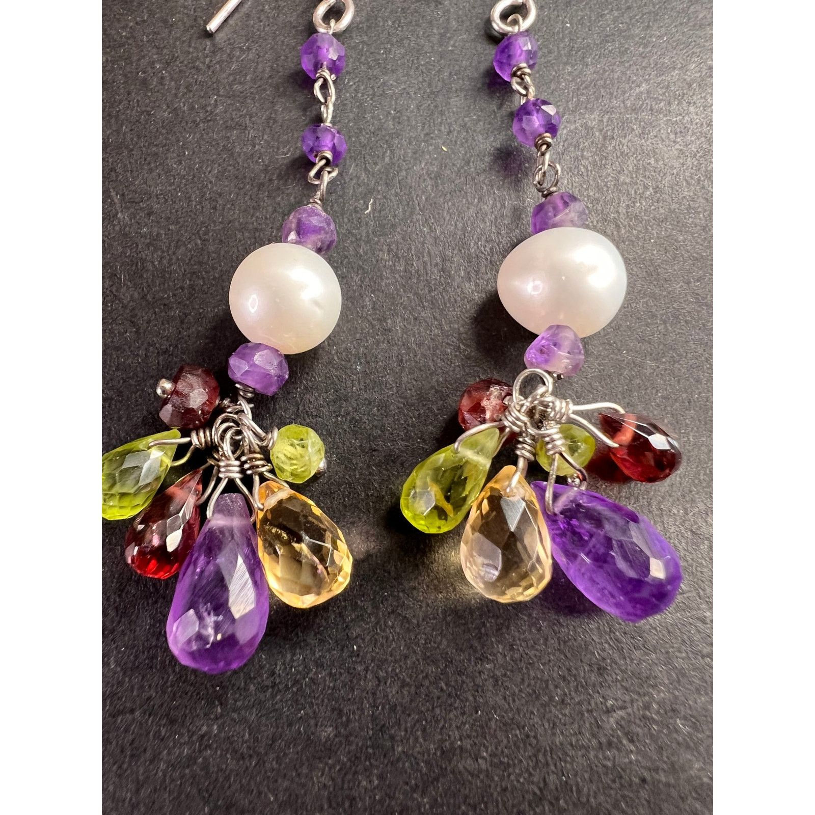 Other Multi gemstone cluster dangle earrings in sterling silver Size ONE SIZE - 3 Thumbnail