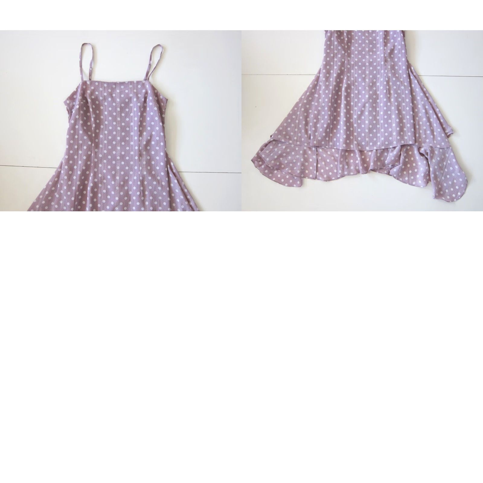 Vintage Showpo. Purple White Polka Dot Spaghetti Strap Tank Dress 2/S Size XS / US 0-2 / IT 36-38 - 8 Thumbnail
