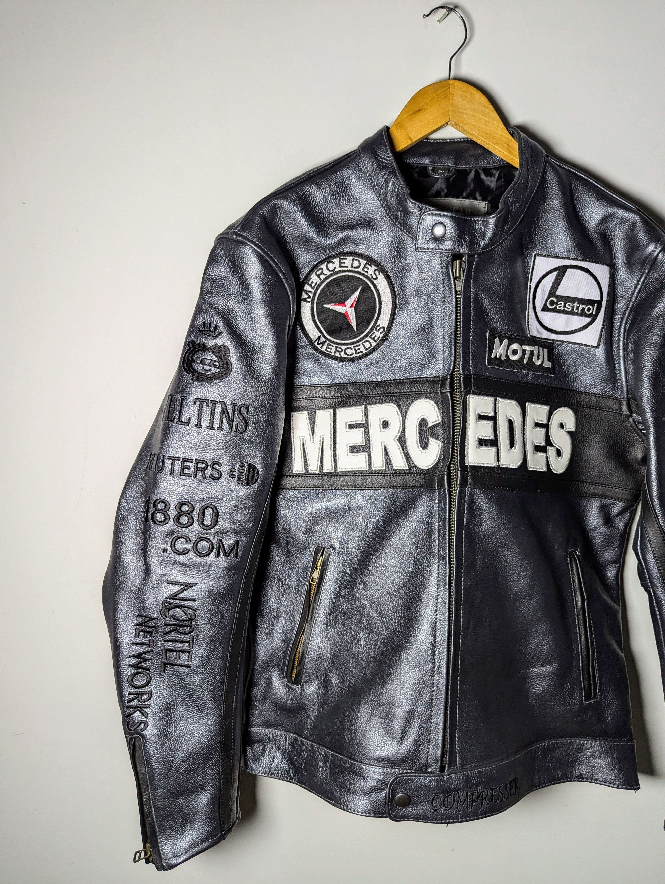 Other 🔥 Mercedes 🔥 Benz LEATHER JACKET RARE OUTERWEAR Size L / US 10 / IT 46 - 3 Thumbnail