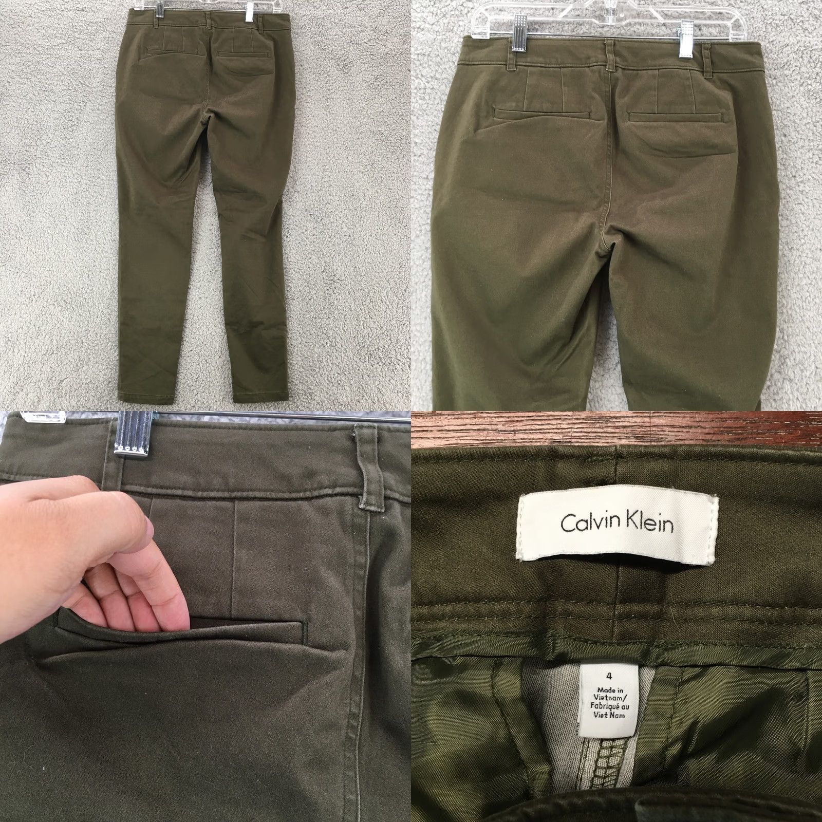 Calvin Klein Calvin Klein Chino Pants Womens 4 Green Button Zip Fly Side Pockets Mid Rise Flat Front Slim Berry? Size 27" / US 4 / IT 40 - 8 Thumbnail
