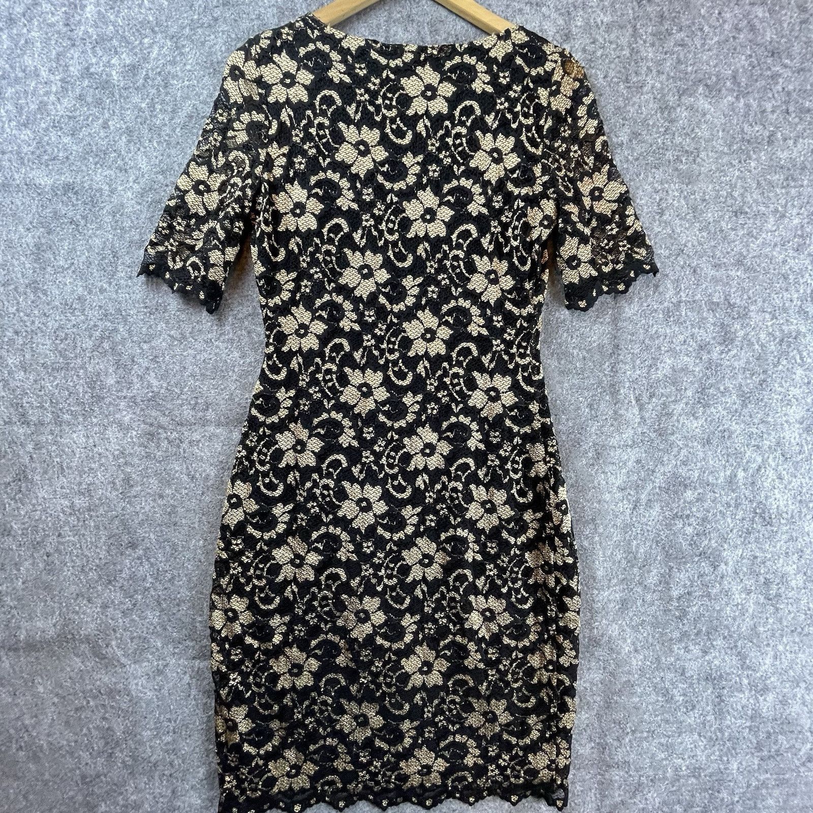Badgley Mischka Belle Badgley Mischka Dress 10 Tan Black Lace Dark Romantic Size L / US 10 / IT 46 - 2 Thumbnail