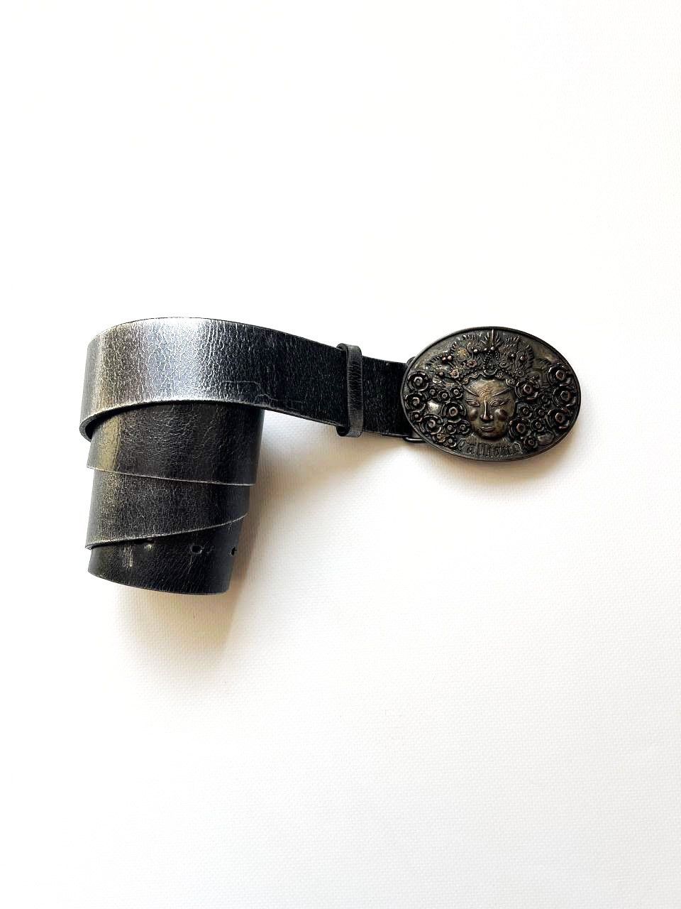 John Galliano Vintage Galliano leather belt gothic punk big Face buckle Size ONE SIZE - 2 Thumbnail