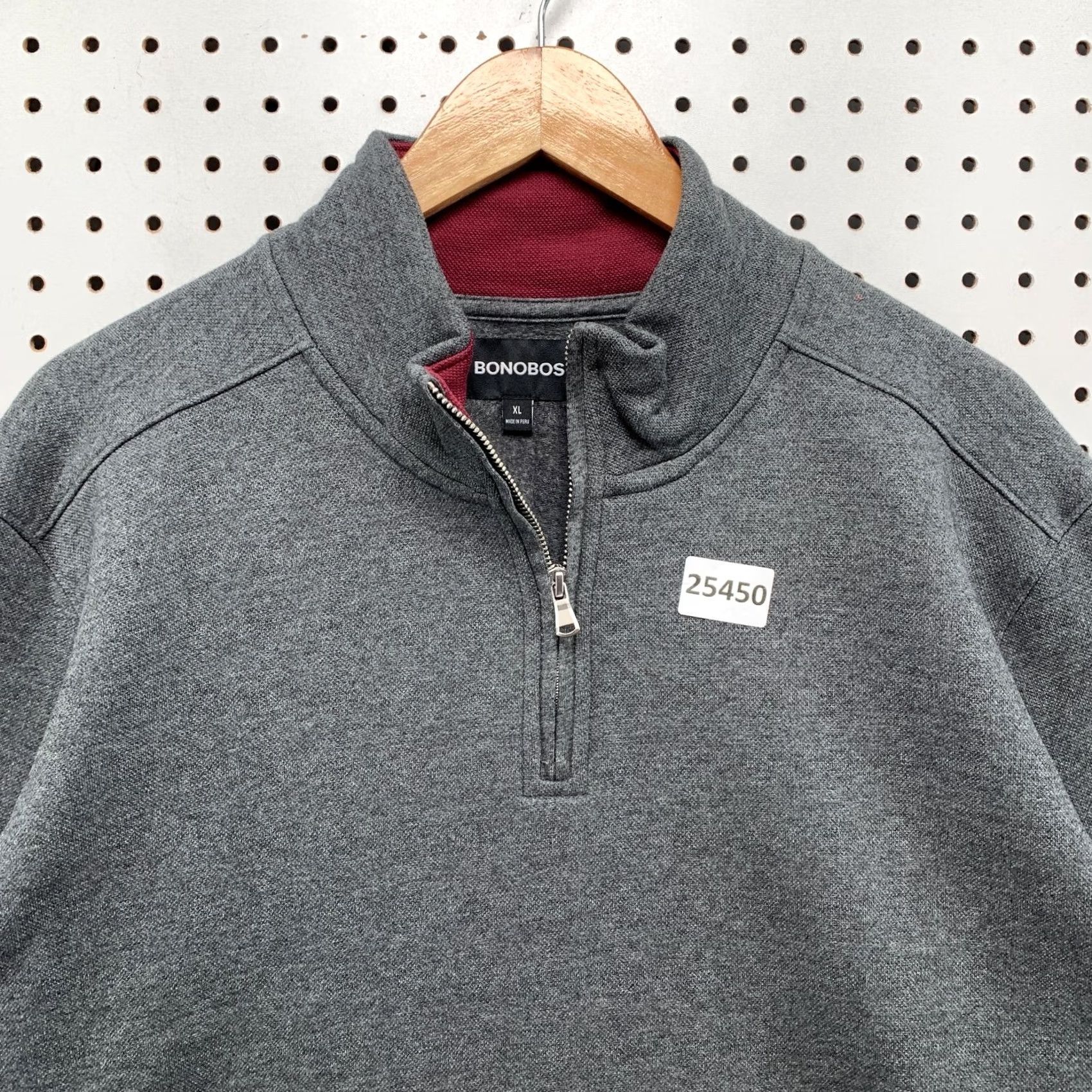Bonobos Bonobos Sweater Mens XL Gray Zip Pullover Red Mock Neck Long Sleeve 25x28 Size US XL / EU 56 / 4 - 2 Thumbnail