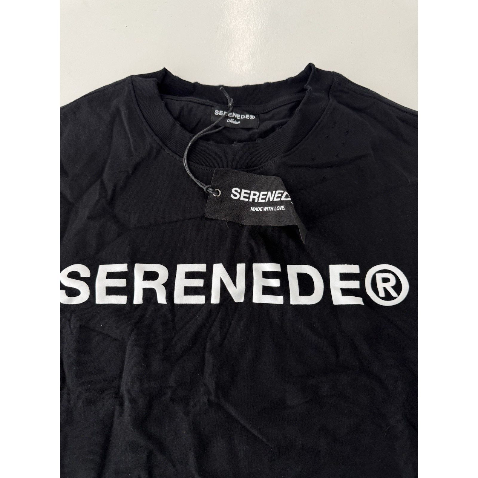SERENEDE Serenede Black Classic Logo Short Sleeve Crewneck Distressed Size US M / EU 48-50 / 2 - 2 Thumbnail