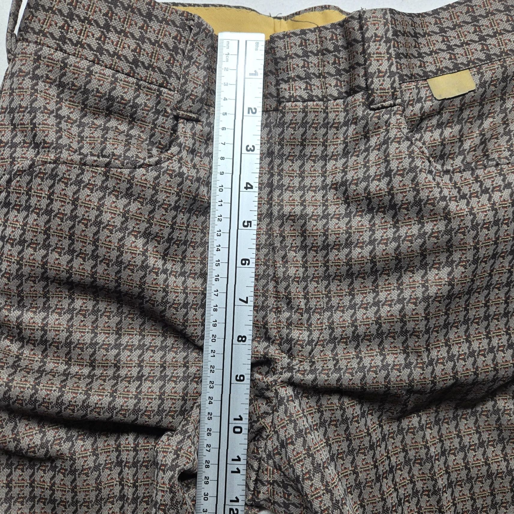 Wrangler VINTAGE Mr. Wrangler Brown Knit Flare Cuffed Plaid Pants Men's 29 x 30 Size US 29 - 6 Thumbnail