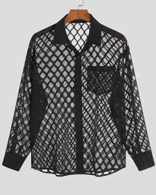 Other Black Mesh Collared Shirt Size Small Size US S / EU 44-46 / 1 - 1 Thumbnail