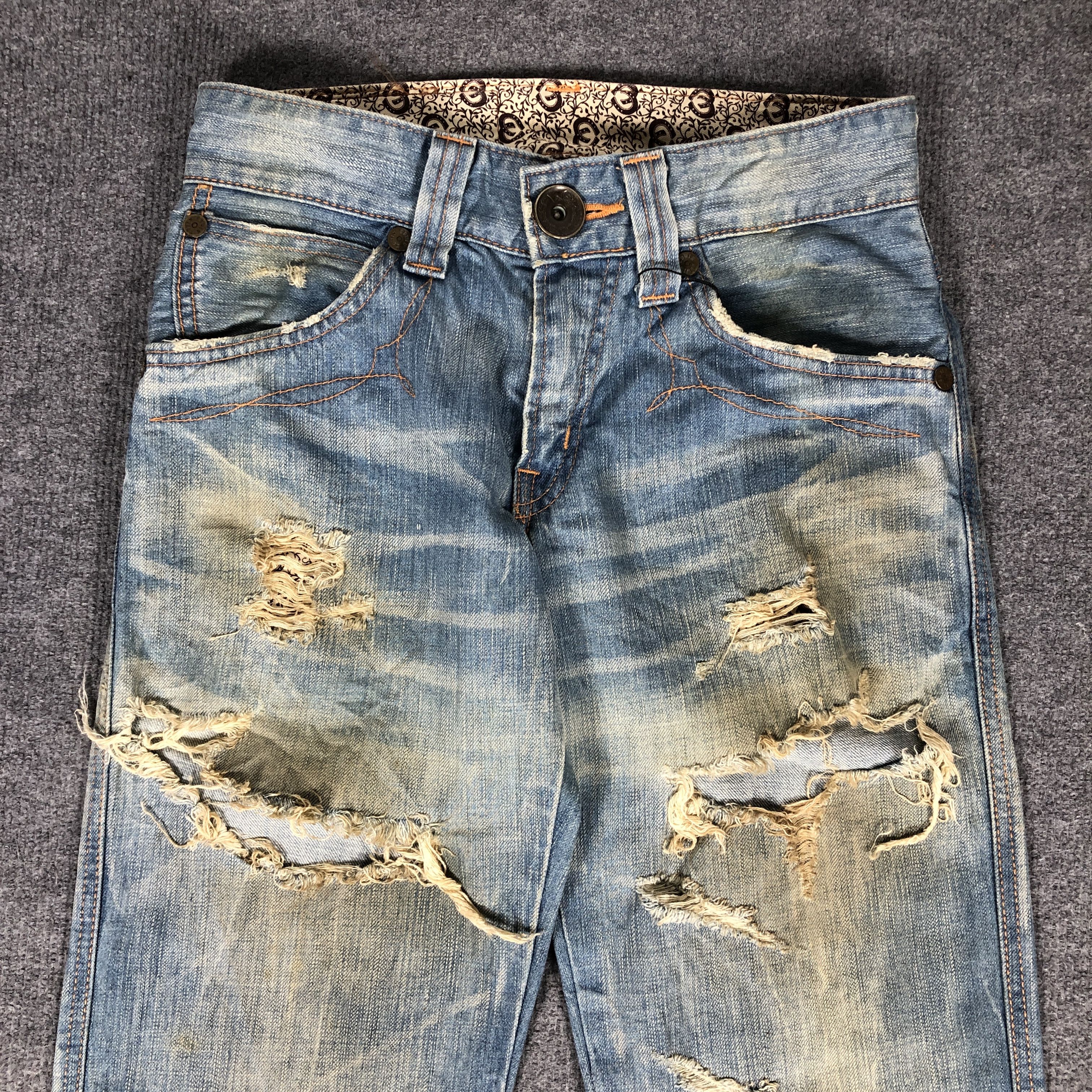 Edwin × Vintage Vintage Edwin 503 Blue Trip Jeans Distressed L1181 Size US 28 / EU 44 - 2 Thumbnail