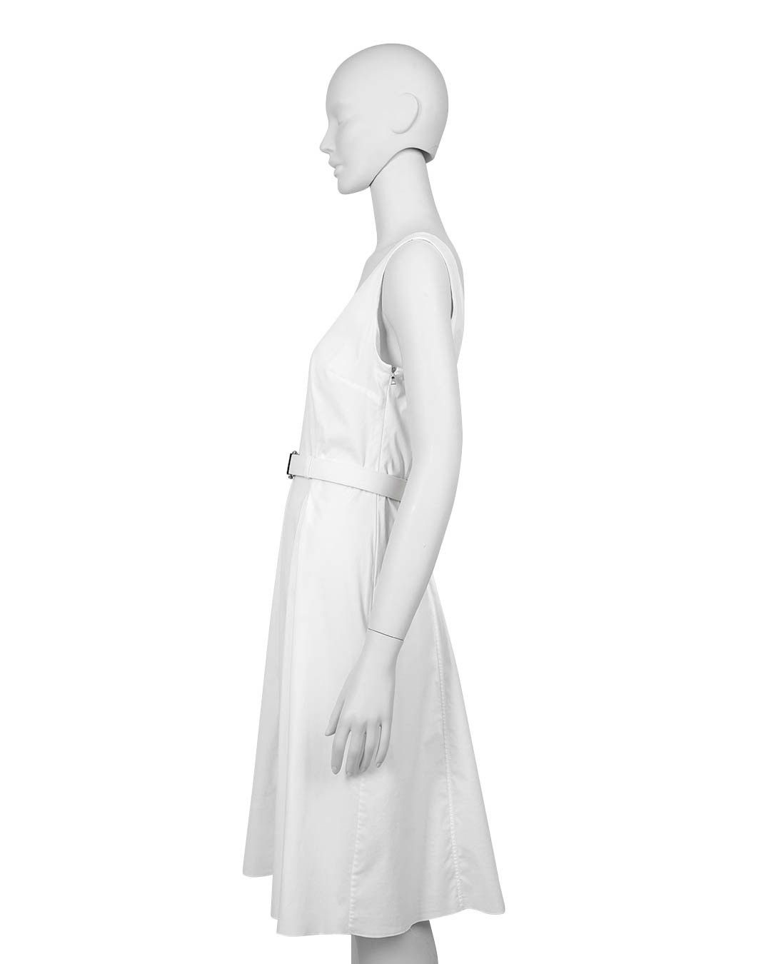 Prada Prada 1995 White Belted Dress Size L / US 10 / IT 46 - 6 Thumbnail
