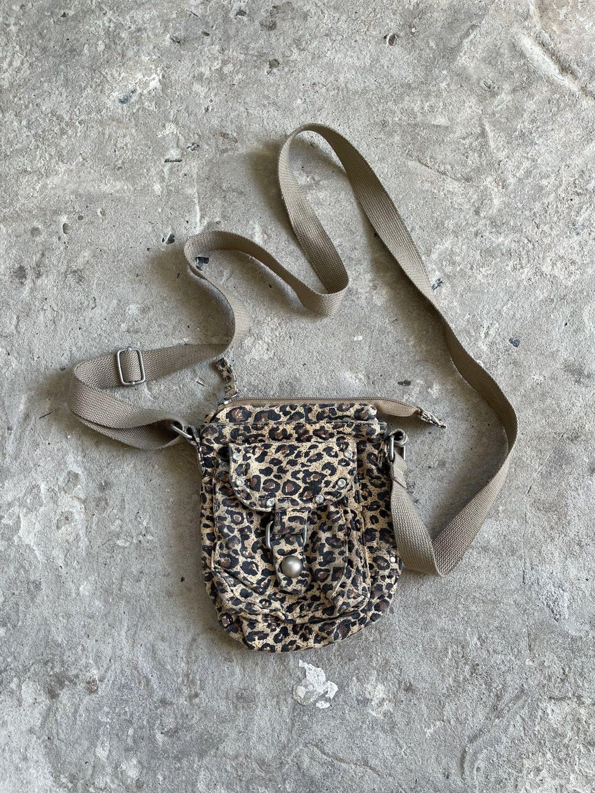 Archive Y2K Leopard Printed Canvas Crossbody Messenger Bag, Women's