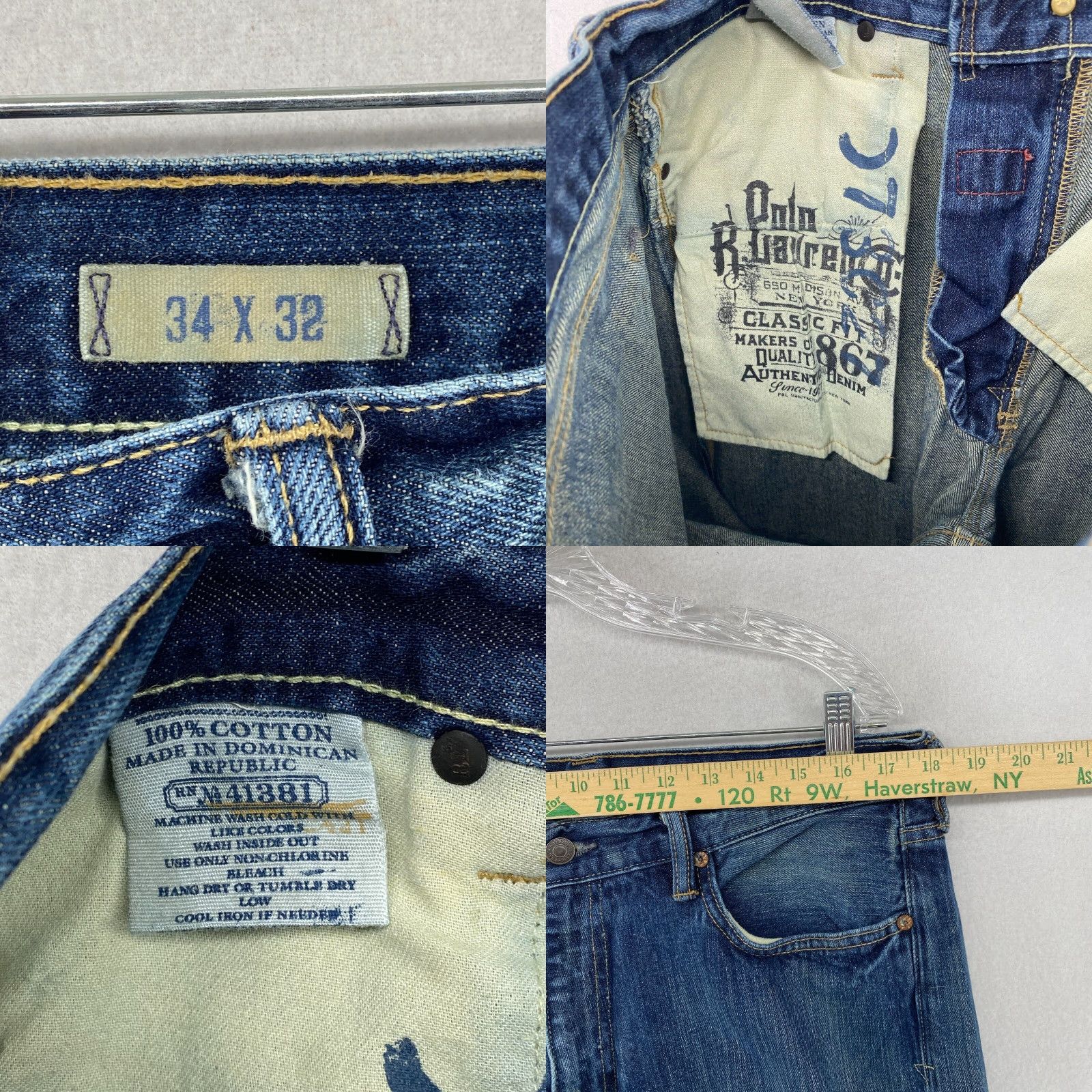 POLO RALPH LAUREN Jeans Mens 34 x 28.5 Classic Fit 5-Pocket Denim Cotton Blue
