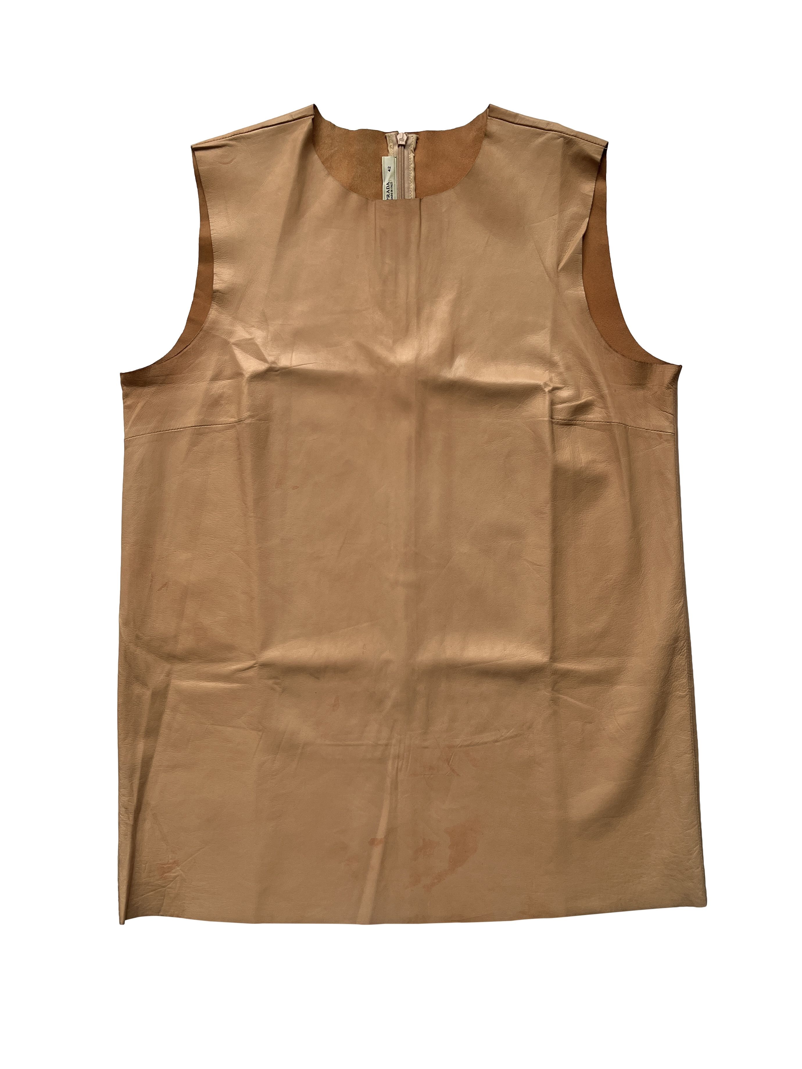 Prada ⚡️QUICK SALE⚡️2007 Prada Natural Leather Tank Top Size M / US 6-8 / IT 42-44 - 1 Thumbnail
