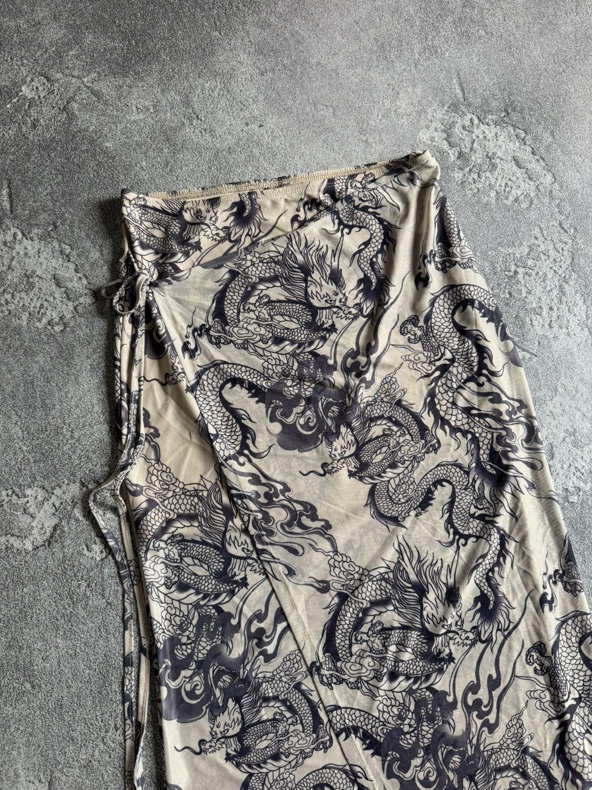 Japanese Brand Y2K Avantgarde long skirt all printed dragon 🐉 mesh Size 26" / US 2 / IT 38 - 7 Thumbnail